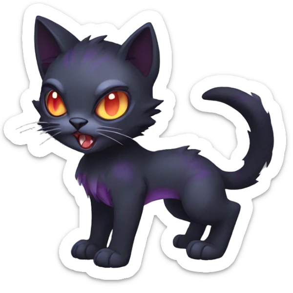 cool edgy fantasy dark-shadow-themed animal vampiric cat hybrid Fakemon full body sticker
