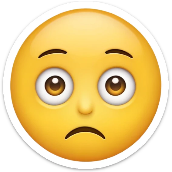 Generate an image of a yellow circle emoji with eyes looking to the side, showing a skeptical or unimpressed expression, but not frowning. sticker