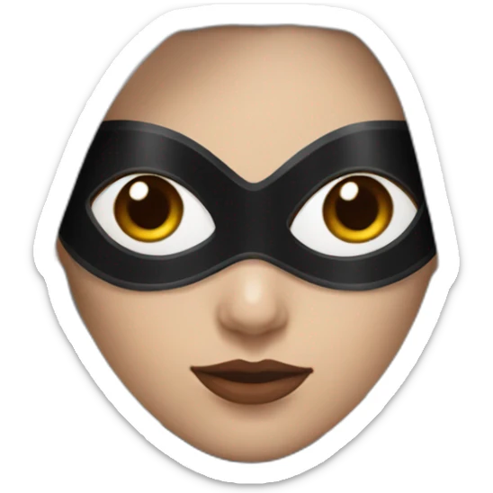 A woman with white hair and cat ears and a black mask around her eyes has white skin and a black spiderman mask on her face. sticker