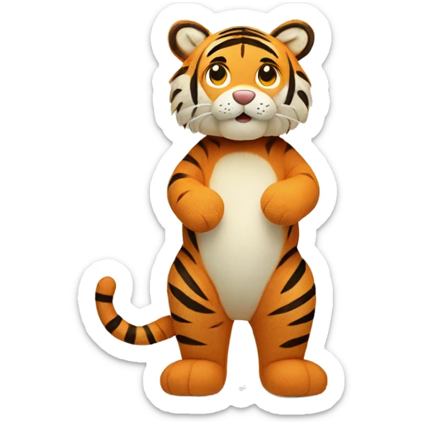 whole body of tiger in jellycat style (standing and two sides) sticker