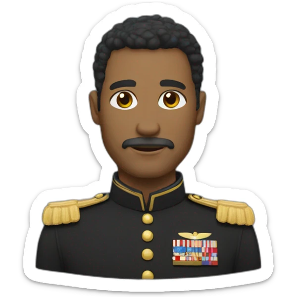 middle age man, no facial hair, black military uniform sticker