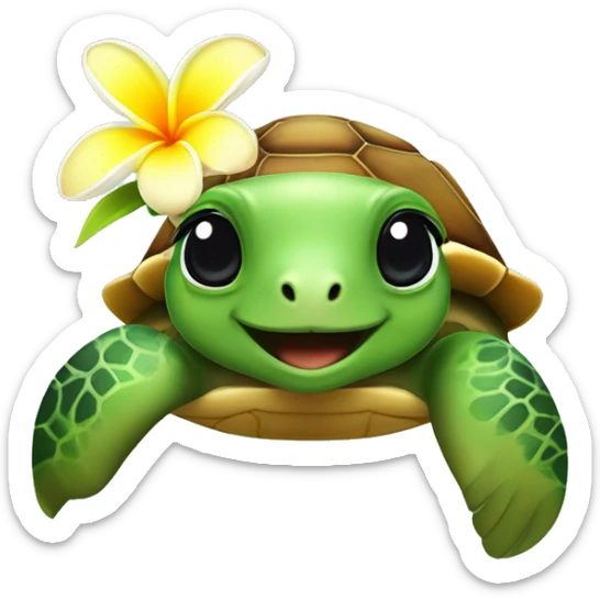 Cute complete seaturtle with a frangipani blossom on the shell sticker