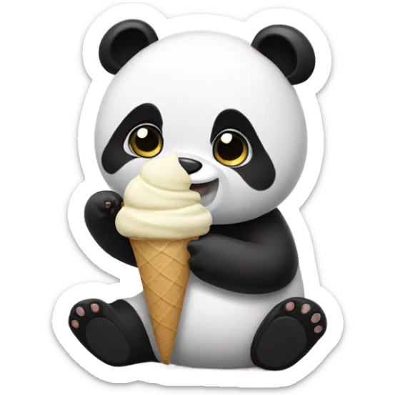 Panda eating ice cream sticker