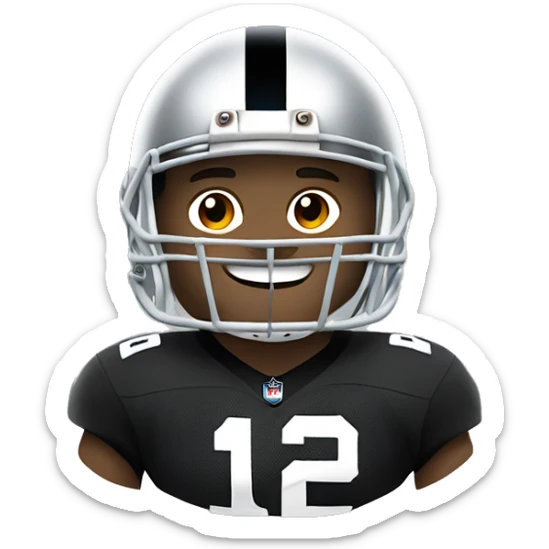 big white man wearing oakland raiders nfl football helmet and jersey playing football sticker