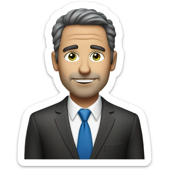 business man that is 51 years old and loves mojitos, blue eyes, dark brown hair, loves soccer sticker