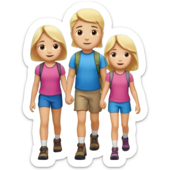 Vytvoř mi holčičku na výletě ve věku 7 let s rodiči na výletě. Holčička by měla být blond. sticker