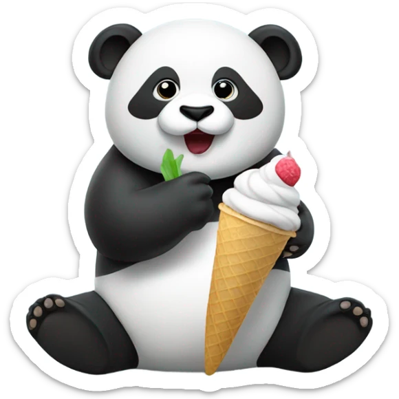 Panda eating ice cream sticker