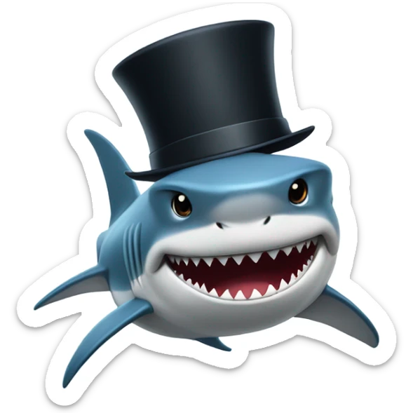 Shark with a top hat sticker