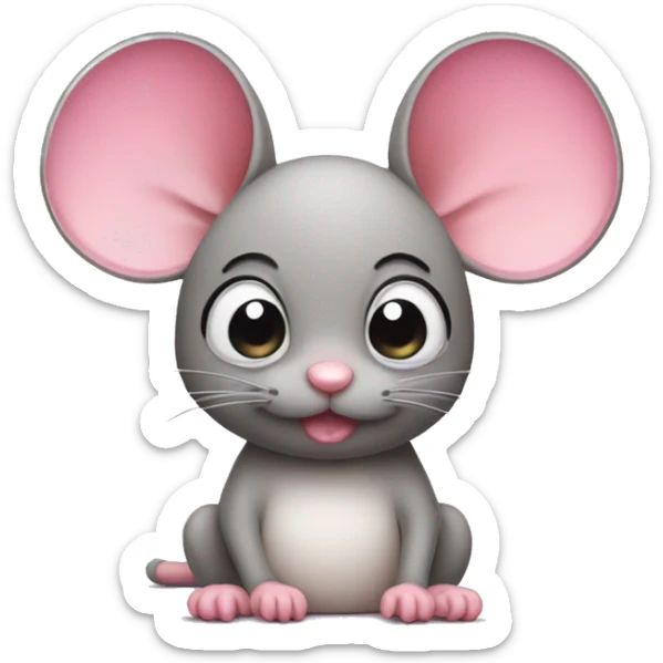 Mouse with pink bow in hair and Eyes full of pity sticker