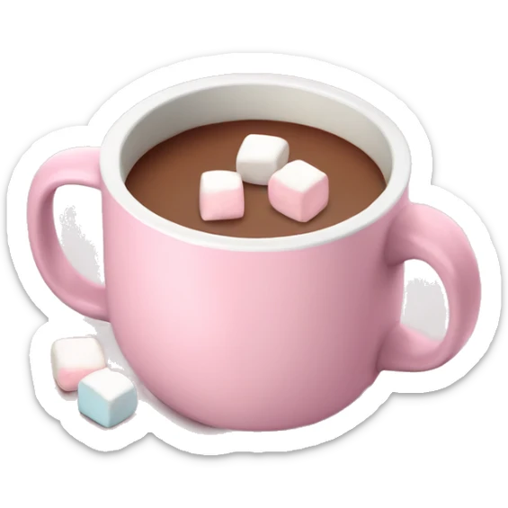 Light Pink mug of hot chocolate with marshmallows  sticker