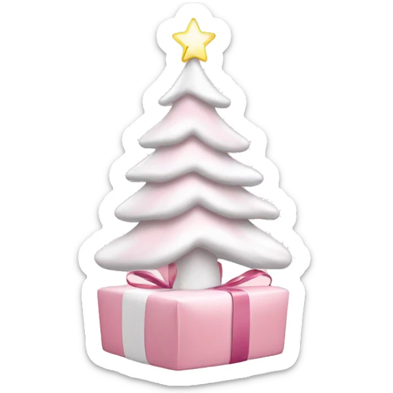 Light pink Christmas gifts under a white Christmas tree  sticker