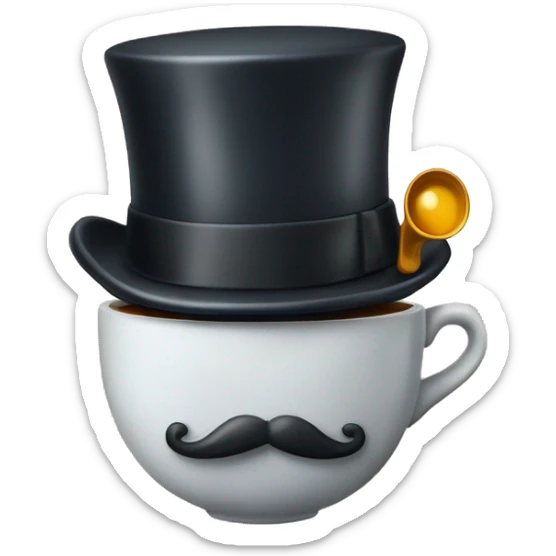 Photorealistic man A British gentleman in a monocle and a top hat with a cup of tea in his hand sticker