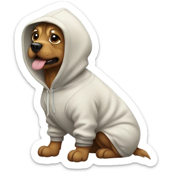 Dog wearing a hoodie sticker
