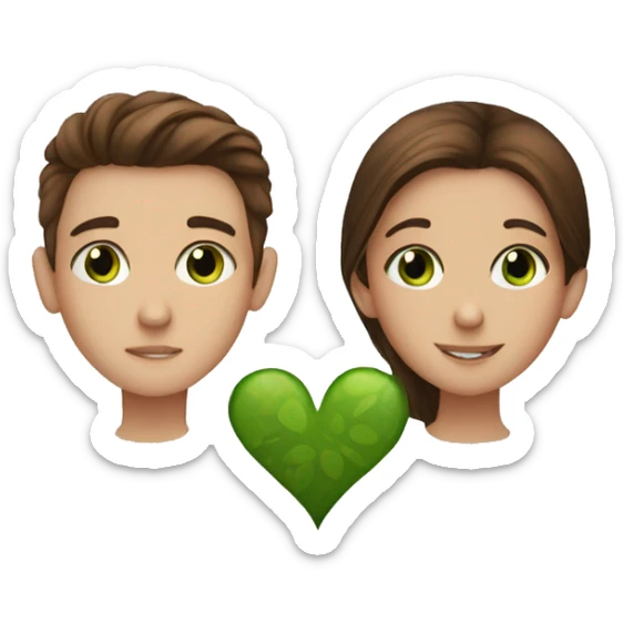 Brown hair boy with green eyes kissing brown hair girl with brown eyes sticker
