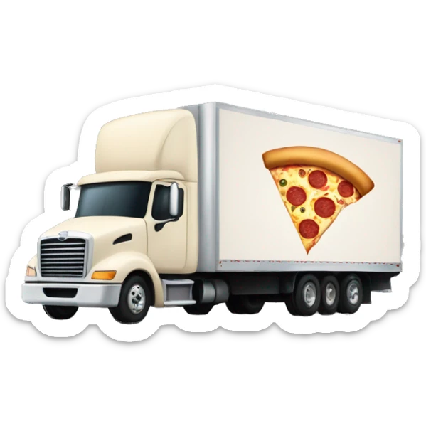 Semi-Truck with image of a slice of Pizza on the side sticker