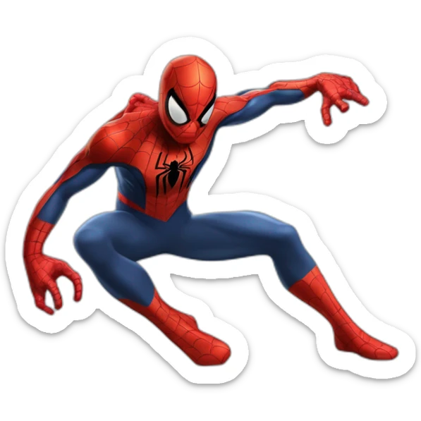Spiderman con la máscara y la telaraña que sale de la mano y que aparezca el nombre Santiago sticker