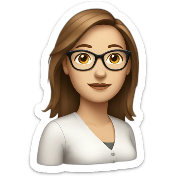 white woman with brown hair and glasses sticker