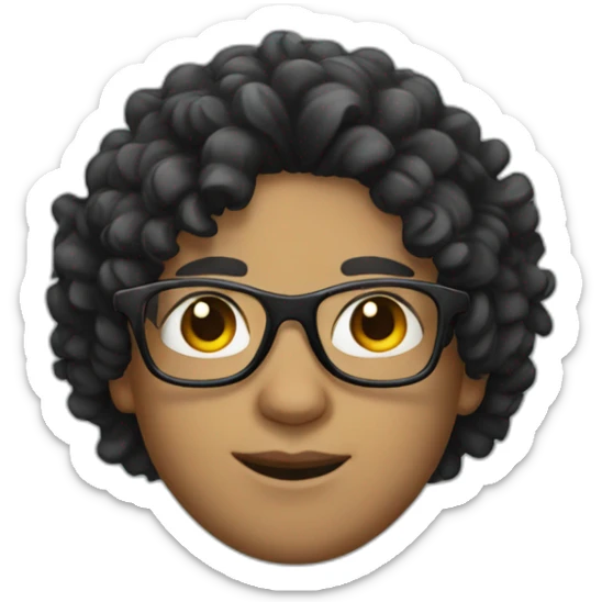 boy with black curly hair and galsses  sticker