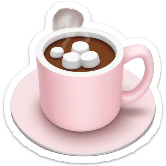 Light Pink mug of hot chocolate with marshmallows  sticker