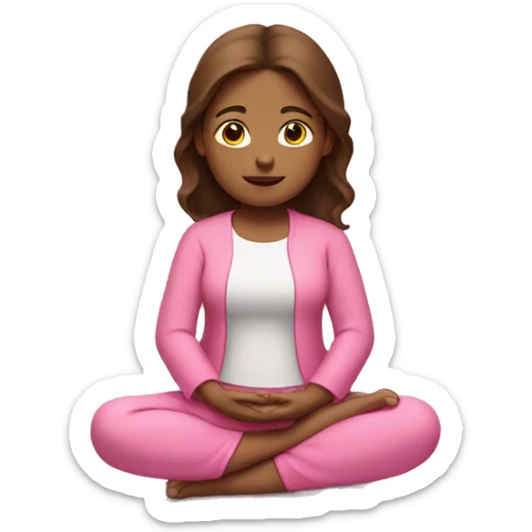 girl with brown hair and in pink clothes sitting in meditation  sticker