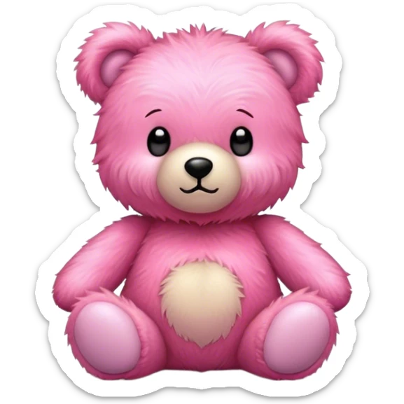 Light teddy bear with pink ྀི sticker