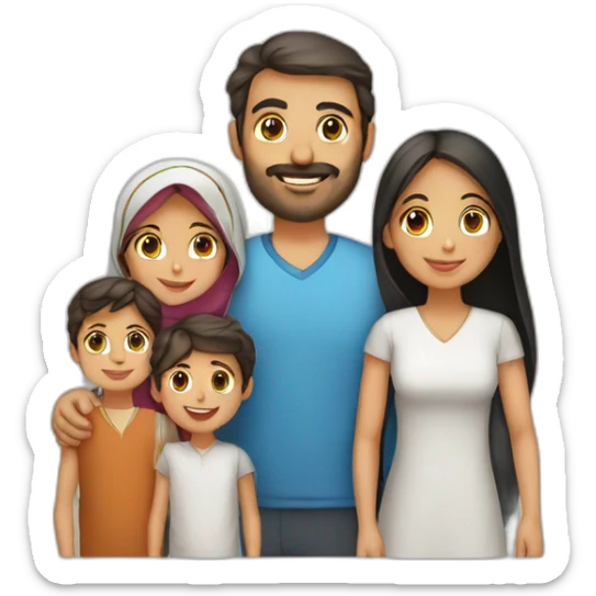 Family with man Arabic, wife Arabic, boy Arabic, girl Arabic and little boy arabic sticker
