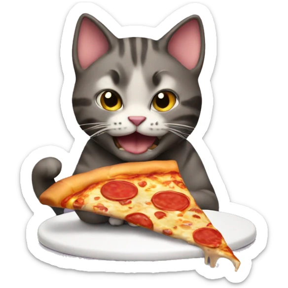cat eating pizza sticker