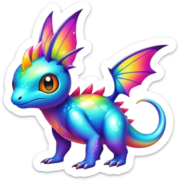 Exotic tropical shiny rare colorful epic cute Fakémon-creature, full body, with random markings sticker