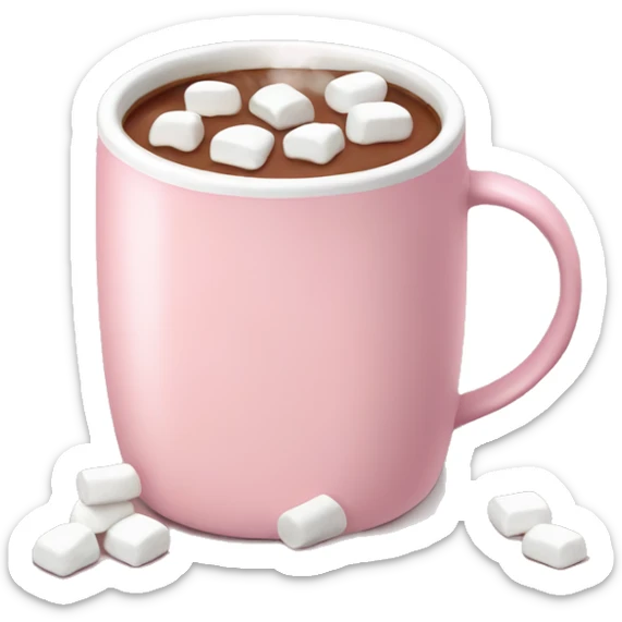Light Pink mug of hot chocolate with marshmallows  sticker