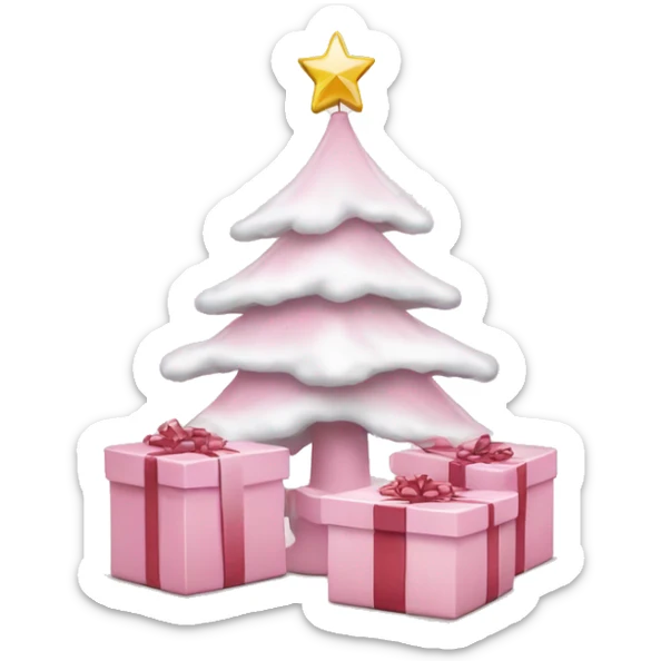Light pink Christmas gifts under a white Christmas tree  sticker