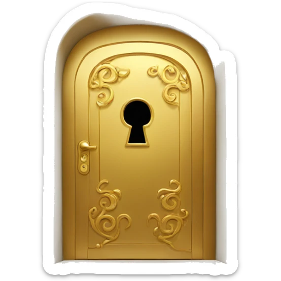 Golden door with golden designs with a keyhole sticker
