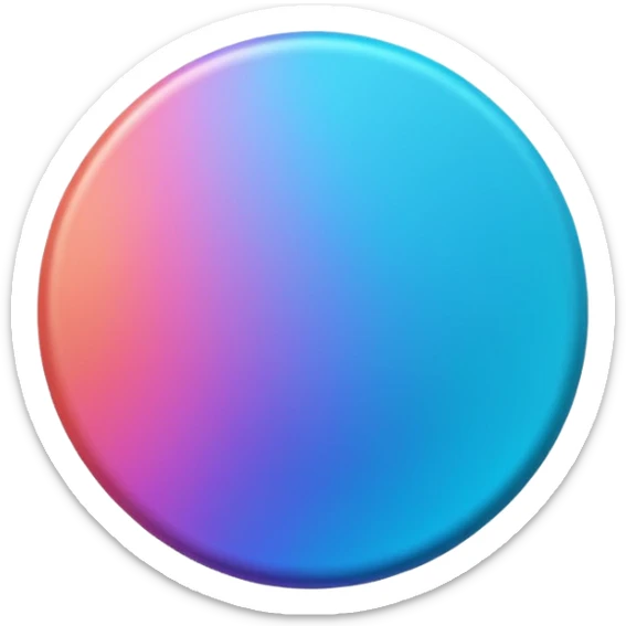 
One  3d coin color in in gradient of turquoise, blue, pink, purple, and coral sticker