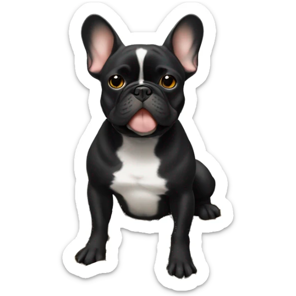 Black-and-tan French bulldog laying on big pile of gold coins sticker