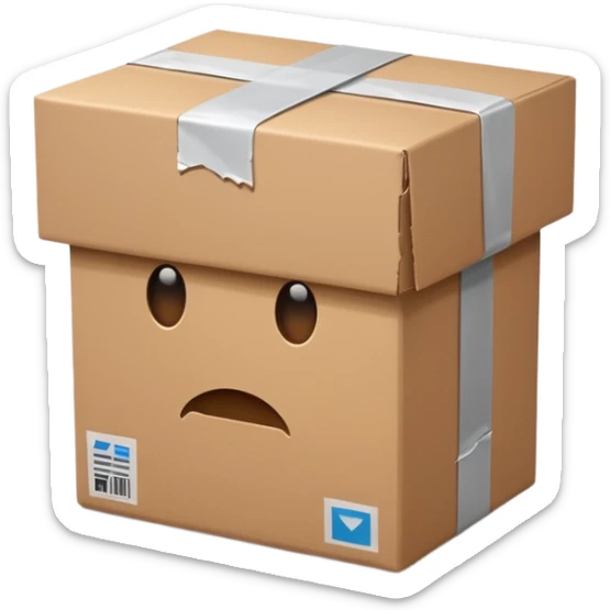 Generate a realistic emoji of a package being damaged. The emoji is simple and has no face sticker