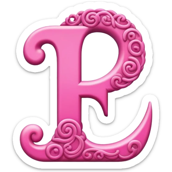 Pink, romantic, refined, fancy, letter “F” of the alphabet sticker