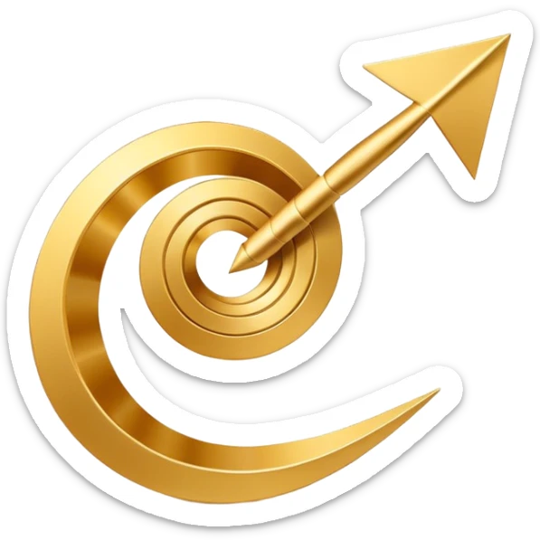 3D golden spiral arrow goin upwards, dynamic twist ribbon style, elegant metallic gold, smooth gradient lighting, realistic shadows, clean modern vector look, professional infographic design sticker