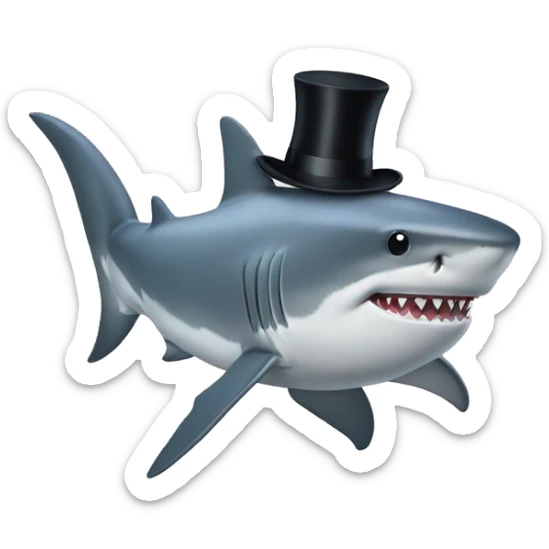 Shark with a top hat sticker