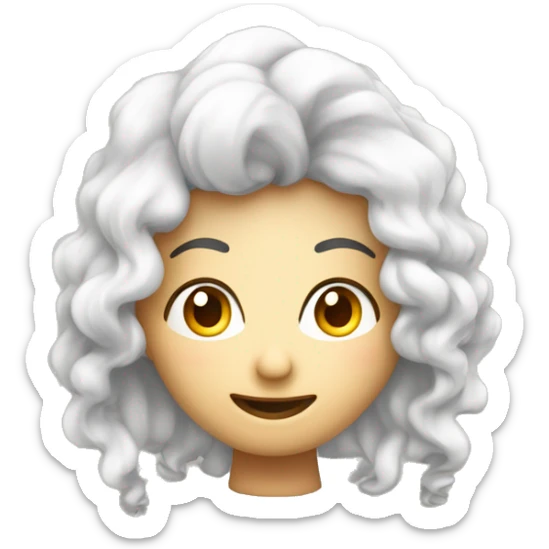 Faccia di perona con capelli ricci bianco di carnagione occhi scuri che gli viene una lampada come se avesse avuto un idea sticker