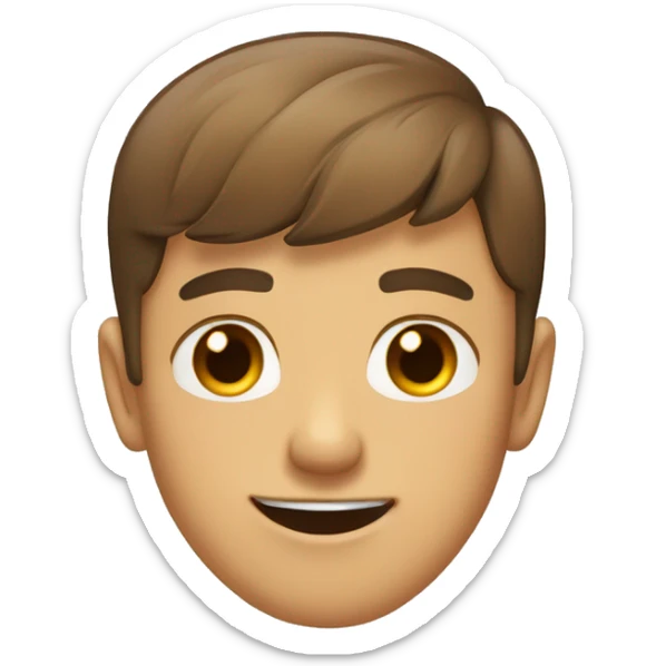 a teen guy face brown short hair brown eyes blinking eye tongue out sticker