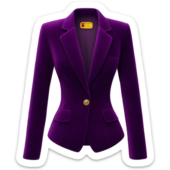 Realistic isolated dark plum purple velvet feminine fashion blazer jacket.  sticker
