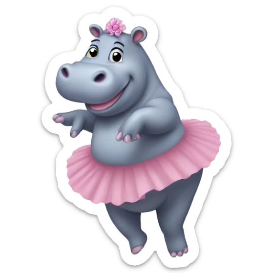 ballerina hippo sticker