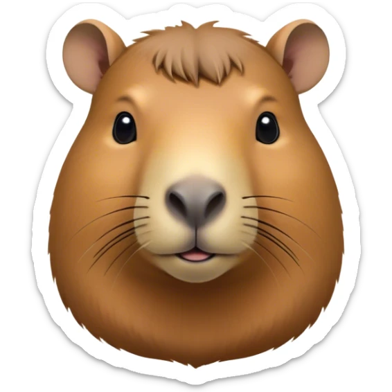 Cinematic Noble Capybara Portrait Emoji, Poised and serene, with a robust, rounded build and a distinctly capybara head featuring a broad, slightly flattened face, short snout and small, rounded ears, covered in soft, earthy fur and gentle, wise eyes, Simplified yet sharp and sophisticated features, highly detailed, glowing with a warm, natural glow, high shine, intelligent and calm, stylized with an air of understated authority, focused and attentive, soft glowing outline, capturing the essence of a watchful and confident capybara guardian that feels as though it could step out of the screen with effortless authority! sticker