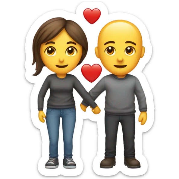 An emoji of a couple in love, standing side by side with a heart between them, symbolizing their romantic relationship sticker