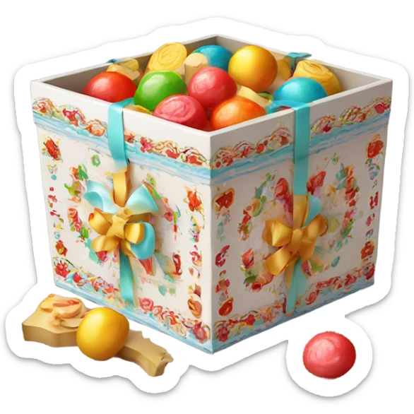 Traditional russian new year sweet gift box with handles with candies for kids sticker