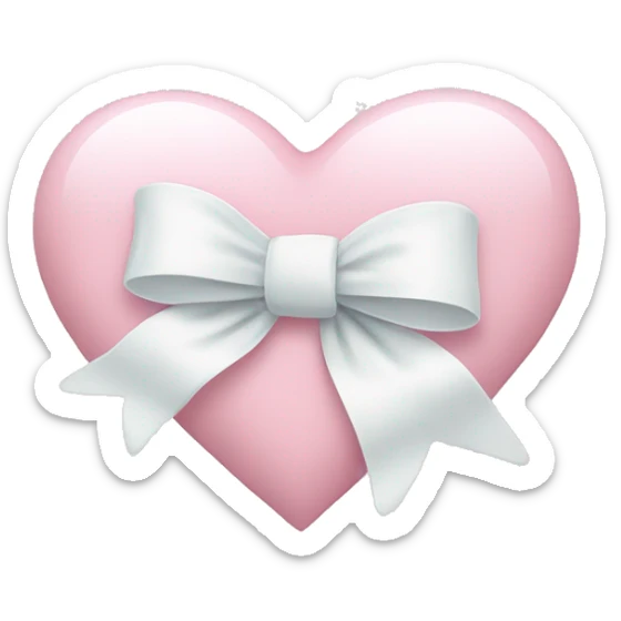 Pastel pink heart with white bow sticker