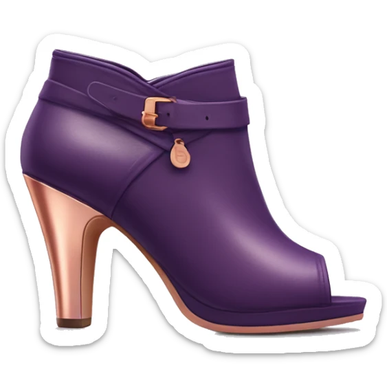 Realistic Isolated pair of dark purple to light purple with rose gold front facing peep toe ankle bootie boots.  sticker