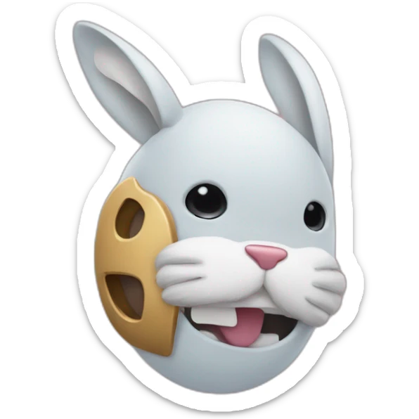 Un mec avec un masque de lapin horrifique et des gant Nike sticker