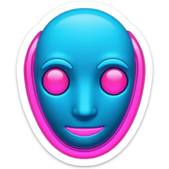 minimalist cartoon butt emoji, neon pink and blue glowing outline, smooth rounded shapes, cyberpunk aesthetic, high contrast, vector style, no background sticker