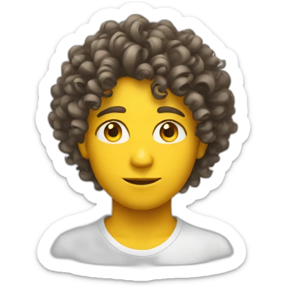 face with curly hair and yellow skin sticker