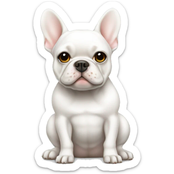 White Frenchie sitting sticker